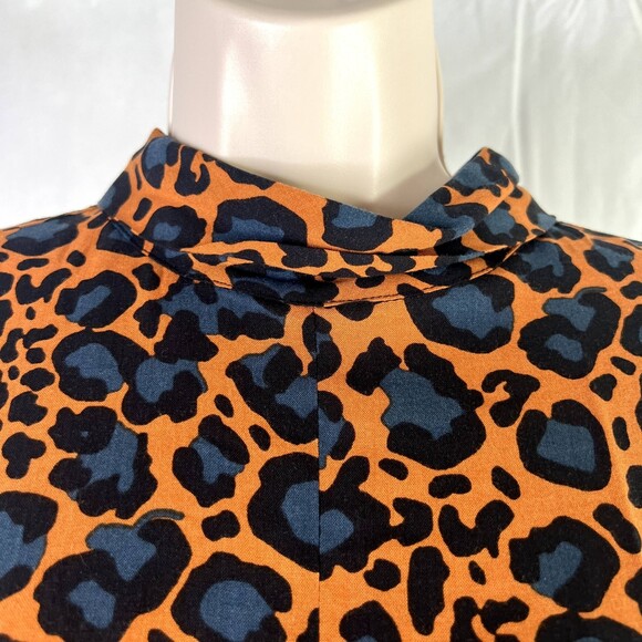 Topshop Animal Print Mock Neck Long Sleeve Bold Statement Dress Size 6 - Picture 3 of 11